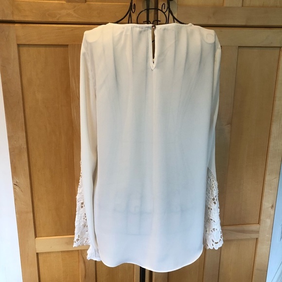 Cato semi sheer cream white lace long sleeve Top S - Picture 4 of 7